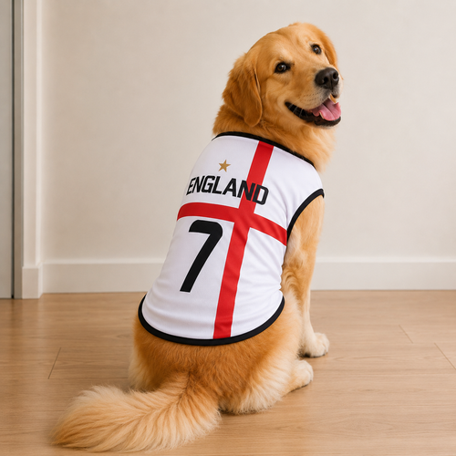 England Matchday Dog Kit on a golden retriever